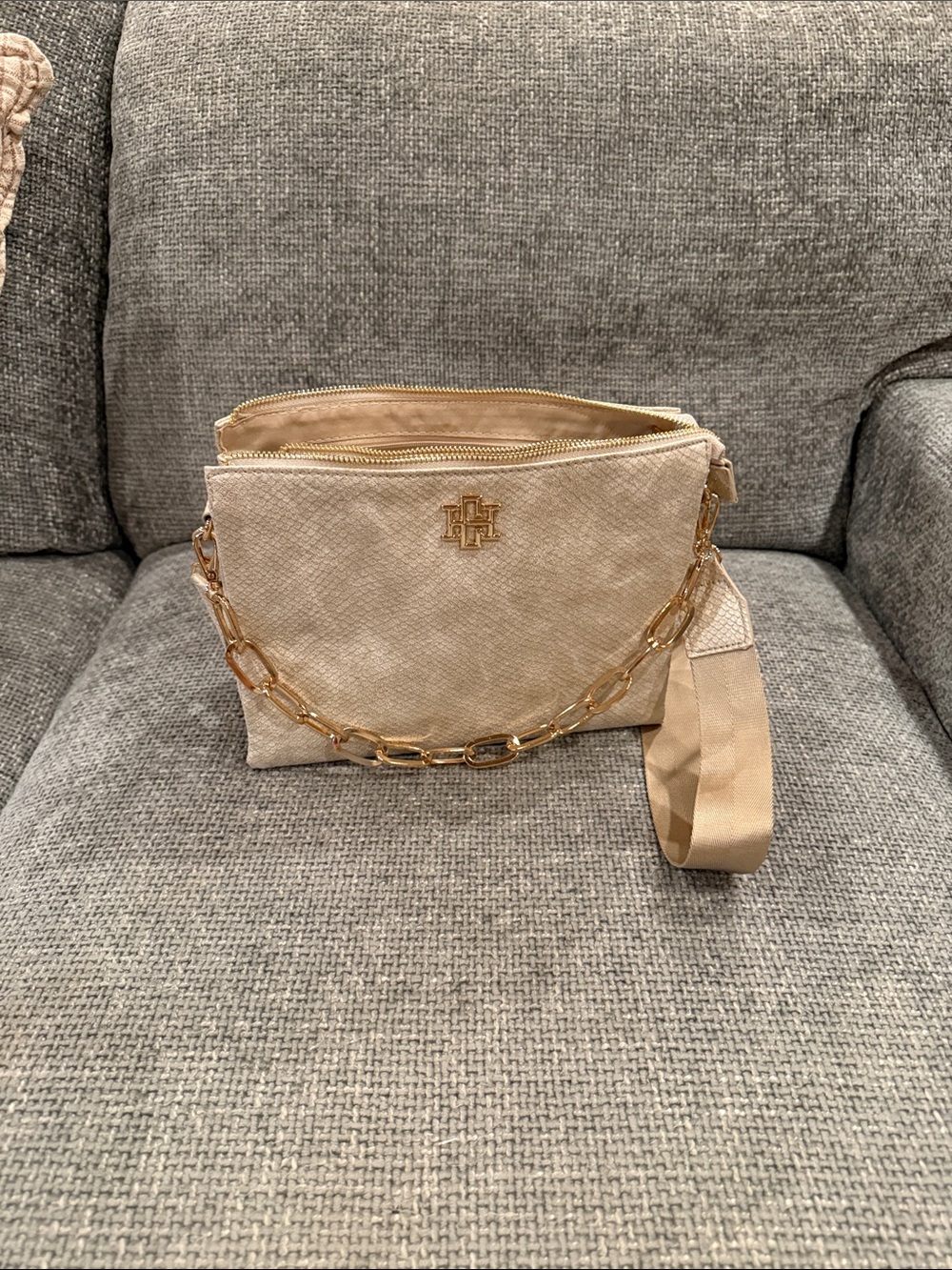 Tory Burch Sand/Tan Crossbody with Gold Chain Strap